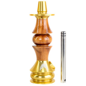 Stem Narguile Pequeno Marajah Nano Umbrella Dourado e Madeira Natural