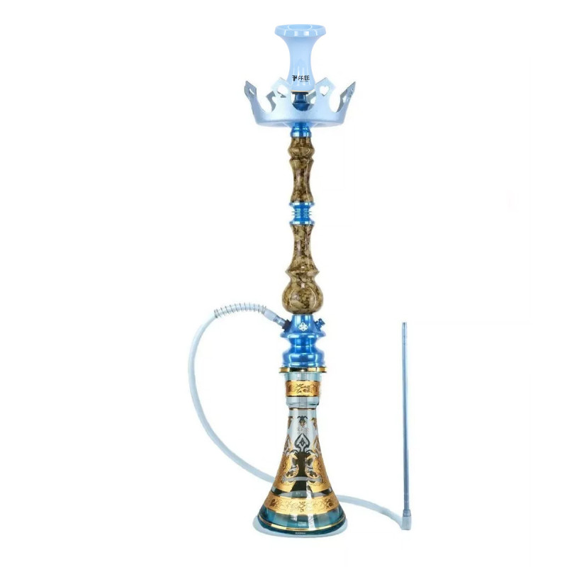 Narguile Grande Amazon Kaiser Piopo Metal Azul Prato Coroa Vaso Tower Bless 30cm