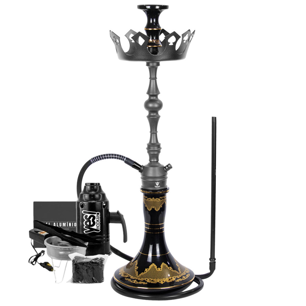 Narguile Triton Up Chumbo Vaso Md Genie 26cm Rosh Seven Bowl Prato Coroa Fogareiro Abafador Alumíno Pegador Carvão